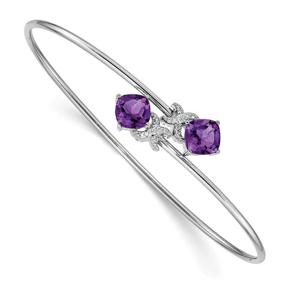 14K Gelbgold Armband, flexibel, mit Amethyst und natürlichem Diamant