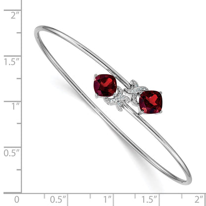14-Karat-Gelbgold-Armreif, flexibel, mit 1,25 ct. Granat im Kissenschliff und 0,003 ct. natürlichem Diamant