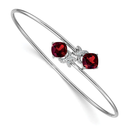 14-Karat-Gelbgold-Armreif, flexibel, mit 1,25 ct. Granat im Kissenschliff und 0,003 ct. natürlichem Diamant