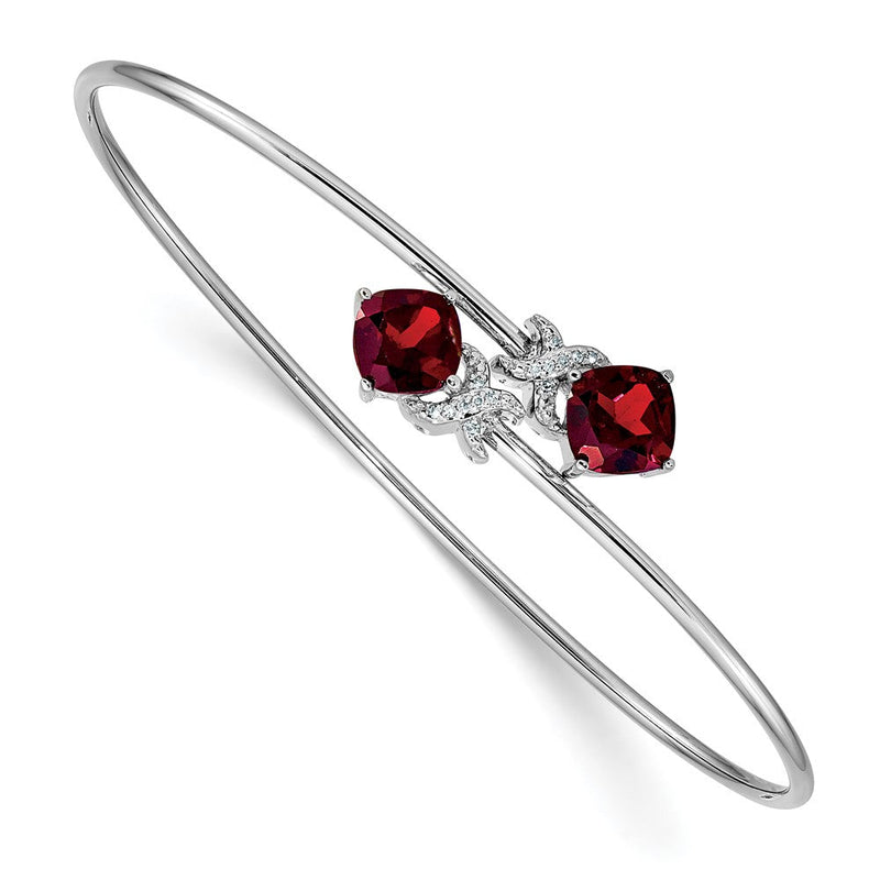14-Karat-Gelbgold-Armreif, flexibel, mit 1,25 ct. Granat im Kissenschliff und 0,003 ct. natürlichem Diamant