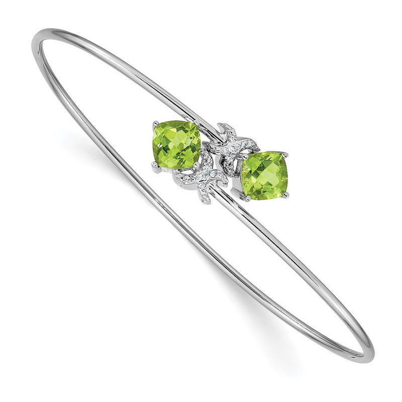 14 Karat Gelbgold-Armband, flexibel, mit 1,25 ct. Peridot und 0,003 ct. natürlichem Diamant