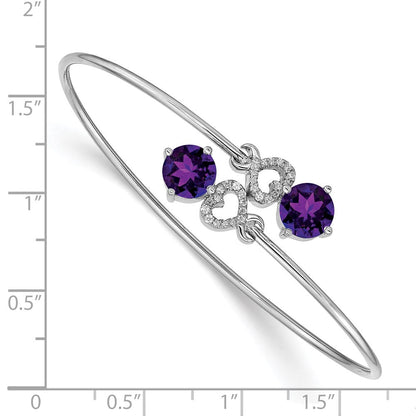 14K Gelbgold Armreif flexibel mit Amethyst und natürlichem Diamant