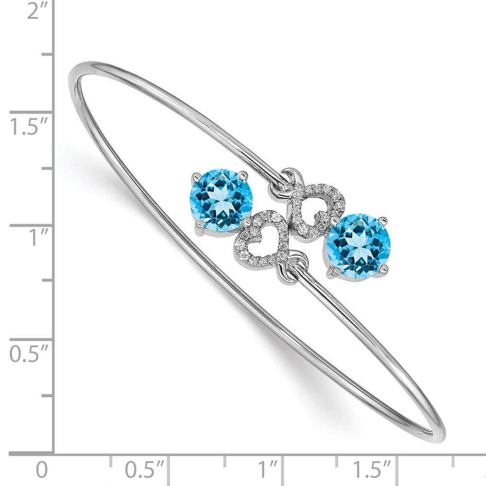 14K Gelbgold Armreif, flexibel, mit blauem Topas und natürlichen Diamanten