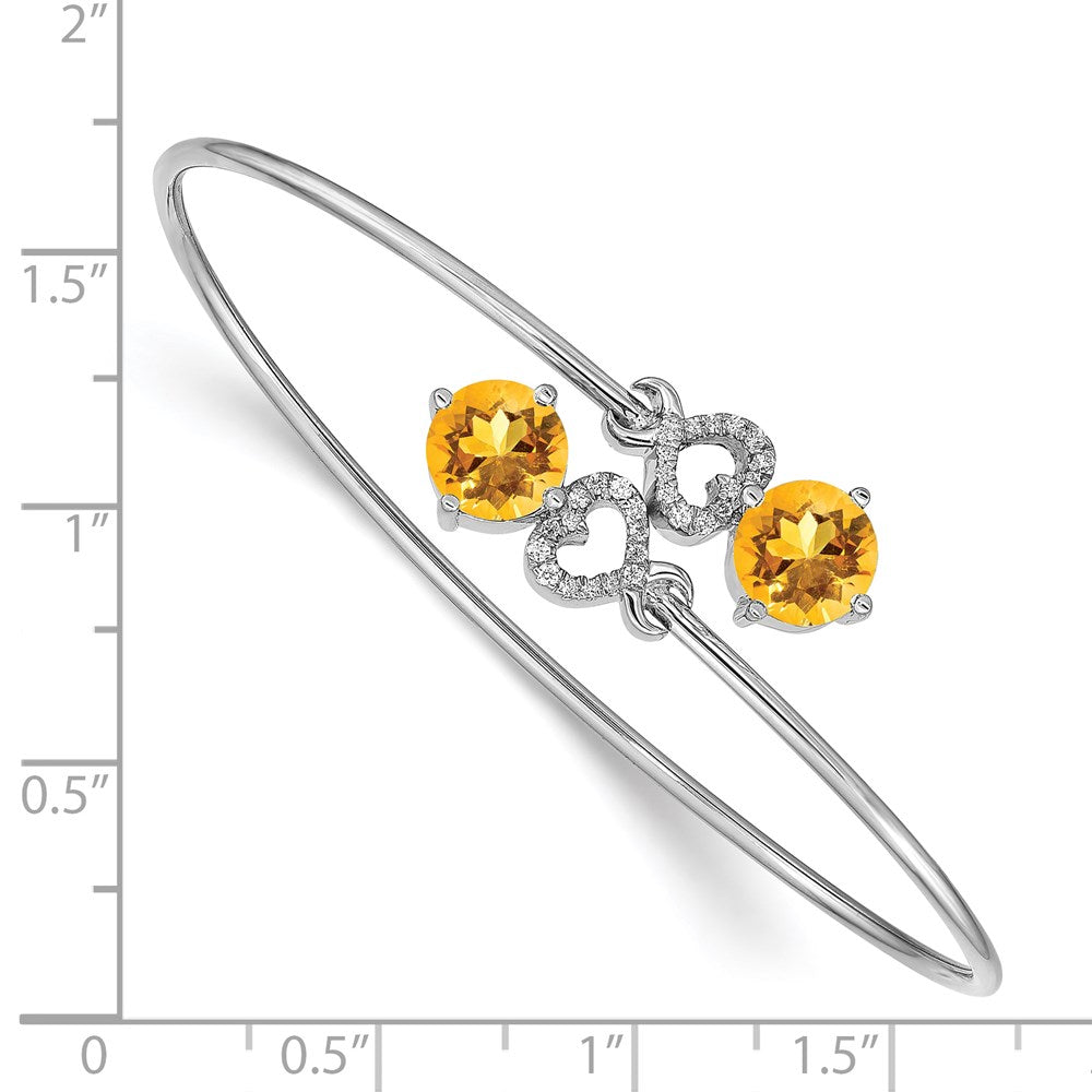 14K Gelbgold Armreif, flexibel, mit Citrin und natürlichen Diamanten