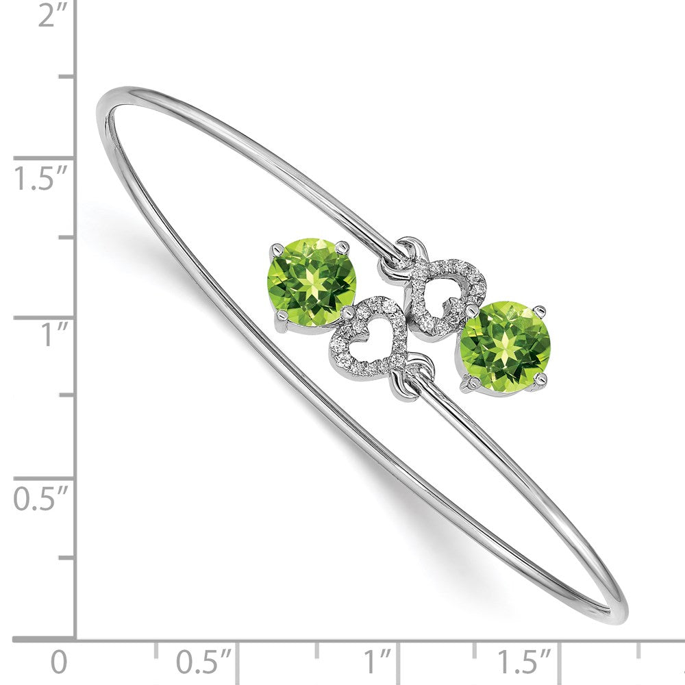 14 Karat Gelbgold Armreif, flexibel, mit Peridot und natürlichem Diamant