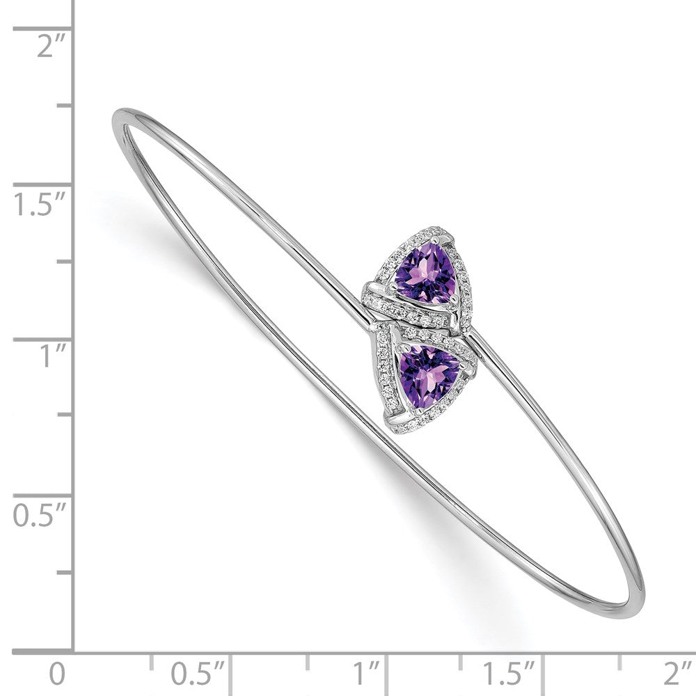 14K Gelbgold Armreif, flexibel, mit Amethyst und natürlichem Diamant