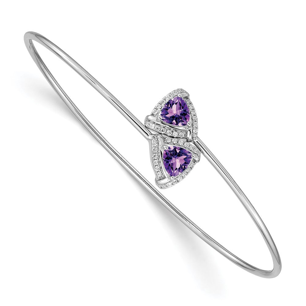 14K Gelbgold Armreif, flexibel, mit Amethyst und natürlichem Diamant