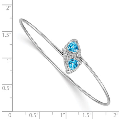 14K Gelbgold Armreif, flexibel, mit blauem Topas und natürlichen Diamanten