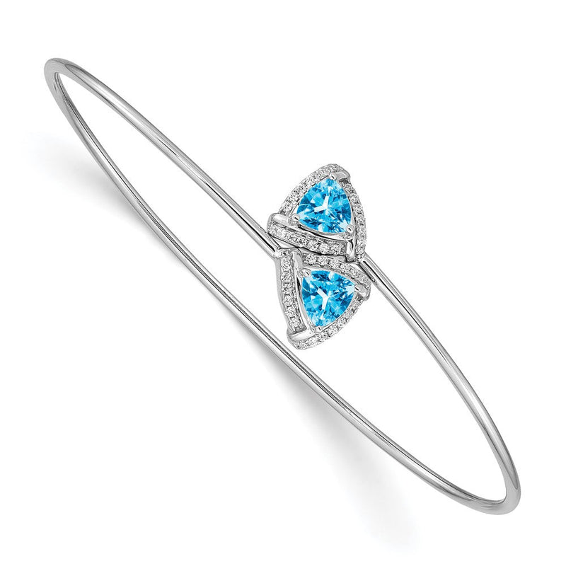 14K Gelbgold Armreif, flexibel, mit blauem Topas und natürlichen Diamanten