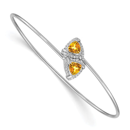 14K Gelbgold Armband, flexibel, mit Citrin und natürlichen Diamanten