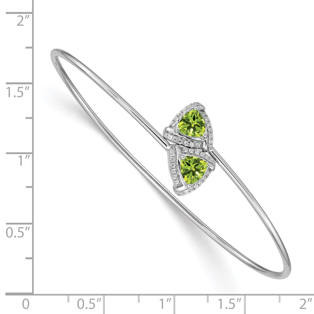 14K Gelbgold Armreif, flexibel, mit Peridot und natürlichem Diamant