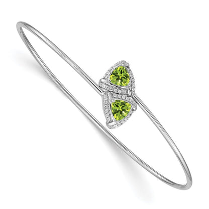 14K Gelbgold Armreif, flexibel, mit Peridot und natürlichem Diamant