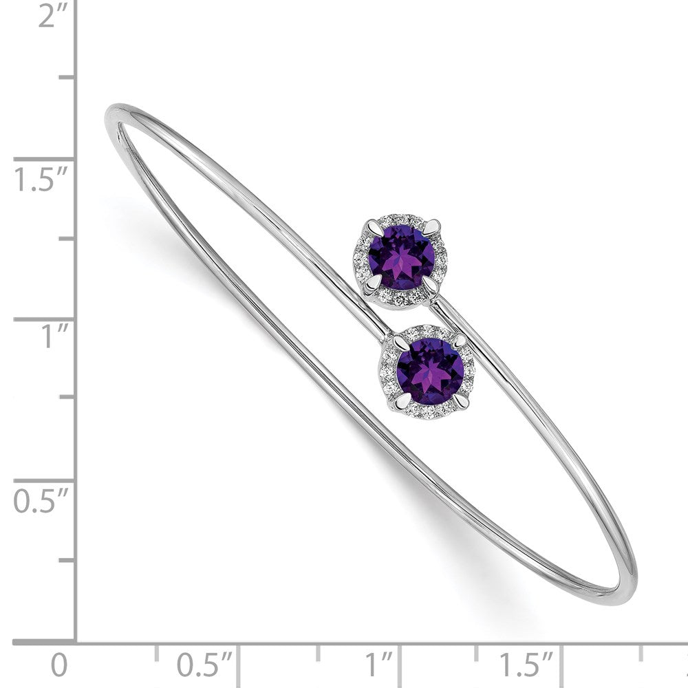 14K Gelbgold Armreif, flexibel, mit Amethyst und natürlichem Diamant