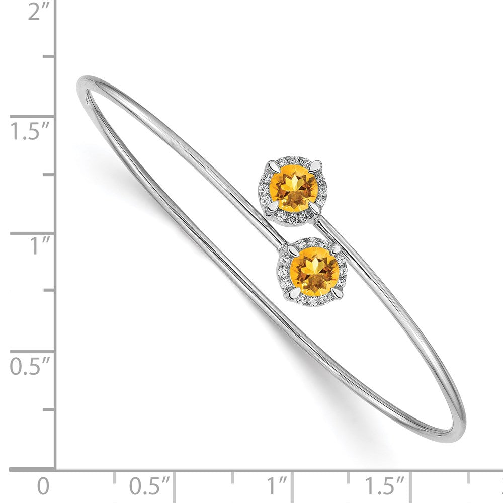 14K Gelbgold Armband mit Citrin und natürlichen Diamanten, flexibel
