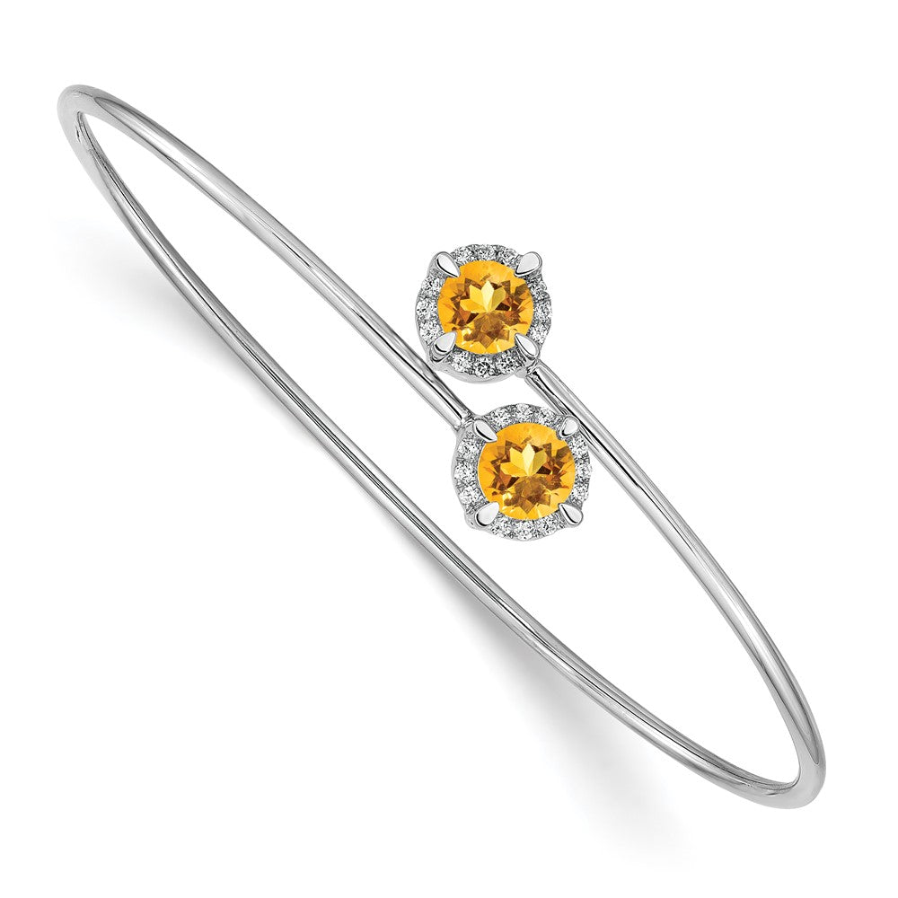 14K Gelbgold Armband mit Citrin und natürlichen Diamanten, flexibel