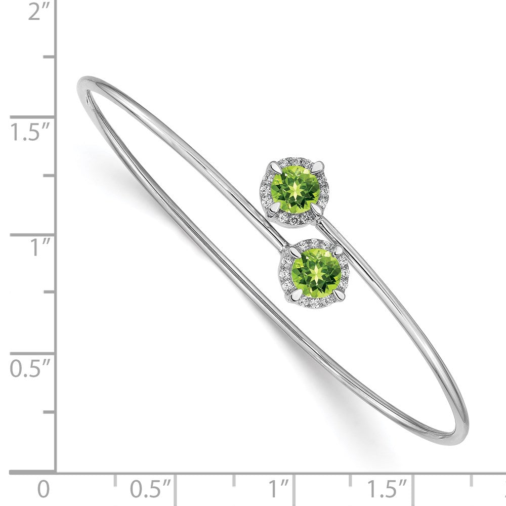 14K Gelbgold Armreif, flexibel, mit Peridot und natürlichen Diamanten