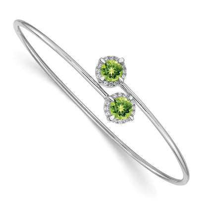 14K Gelbgold Armreif, flexibel, mit Peridot und natürlichen Diamanten