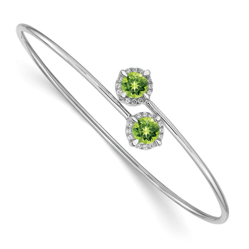 14K Gelbgold Armreif, flexibel, mit Peridot und natürlichen Diamanten