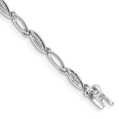 14K Gelbgold Armband mit natürlichen Diamanten, ovales Gliederdesign, 19 cm (7,5 Zoll)
