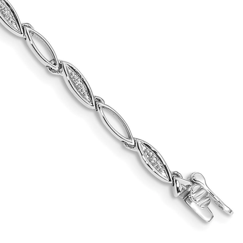 14K Gelbgold Armband mit natürlichen Diamanten, ovales Gliederdesign, 19 cm (7,5 Zoll)