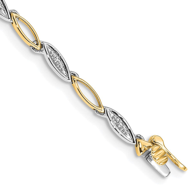 14K Gelbgold Armband mit Diamanten, poliert, 0,003 ct, 19,1 cm