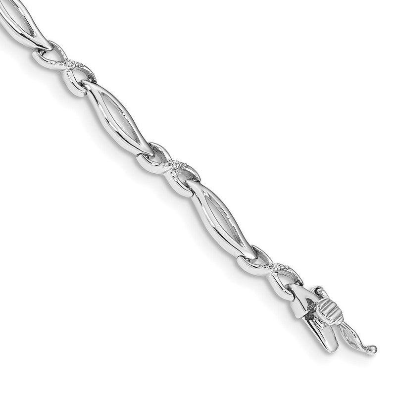 14K Gelbgold Infinity-Glieder-Armband mit natürlichen Diamanten, poliert, 17,8 cm