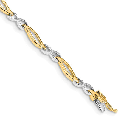 14K Gelbgold Infinity-Armband mit natürlichen Diamanten, 17,8 cm, Gliederarmband