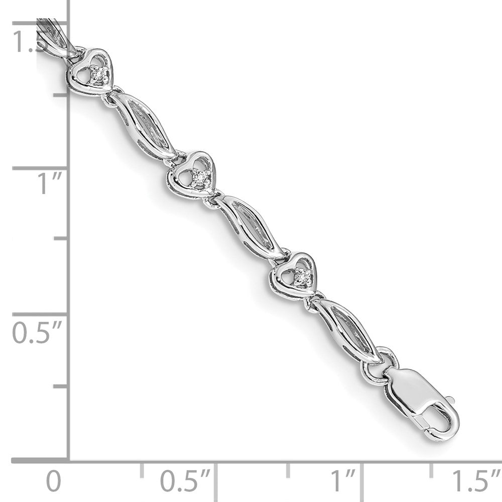 10K Weißgold Poliert Diamant Herz Armband