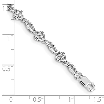 10K Weißgold Poliert Diamant Herz Armband