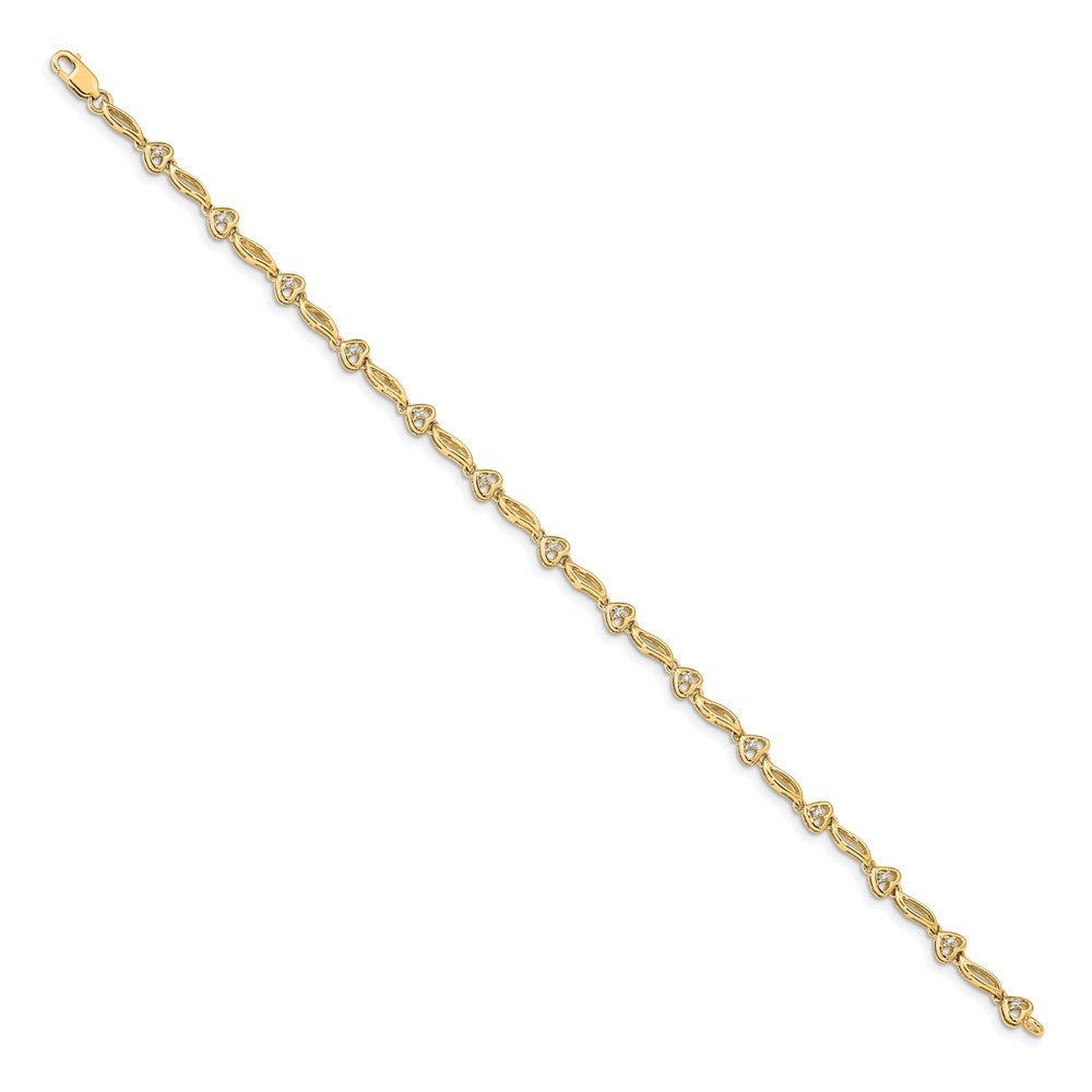 10K Gelbgold Diamant Herzen Tennis Armband
