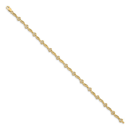 10K Gelbgold Diamant Herzen Tennis Armband