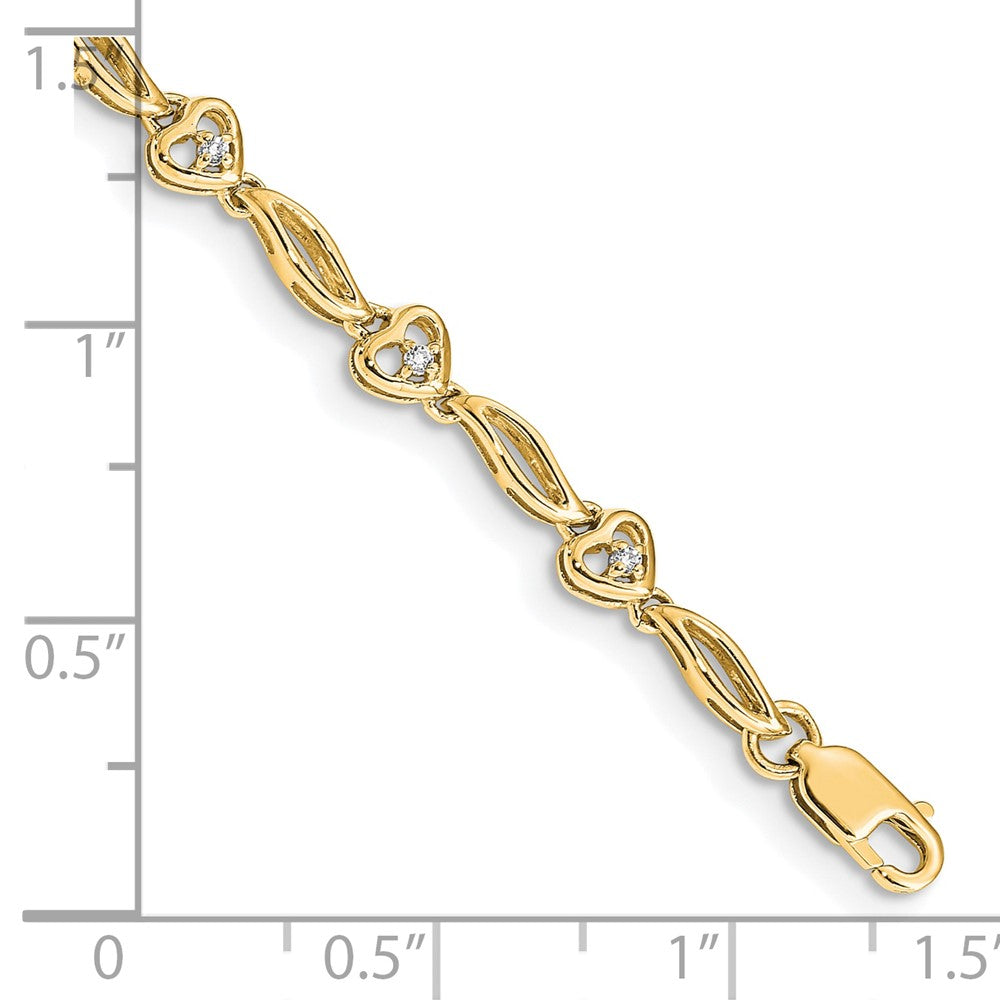 10K Gelbgold Diamant Herzen Tennis Armband