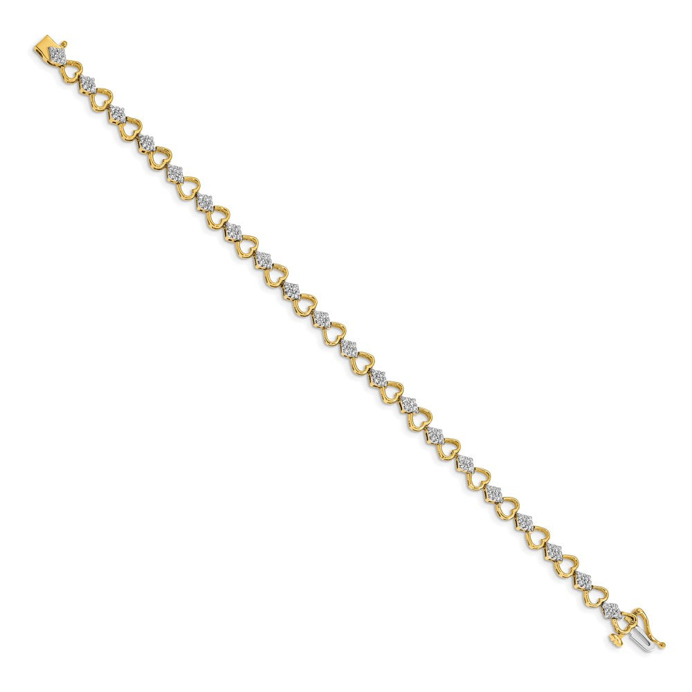 14K Gelbgold Herz-Gliederarmband mit natürlichen Diamanten