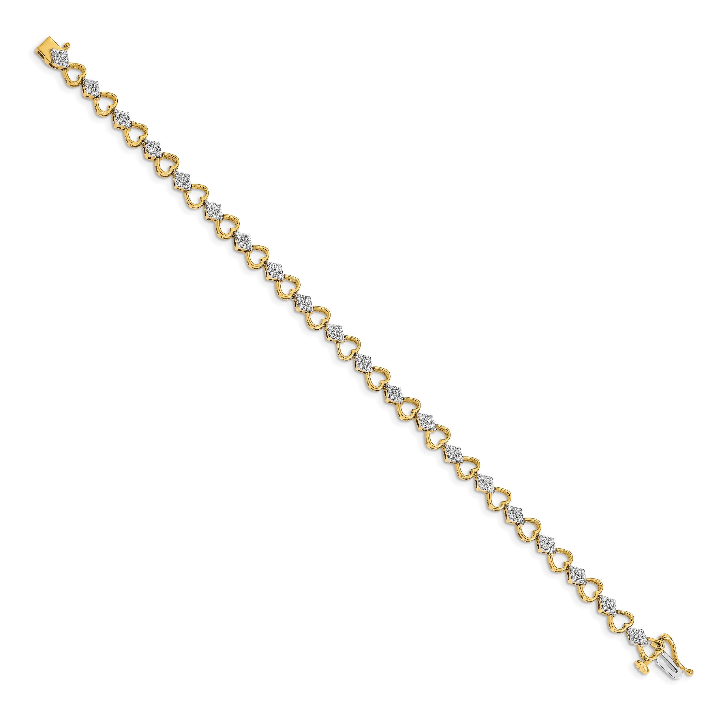 14K Gelbgold Herz-Gliederarmband mit natürlichen Diamanten