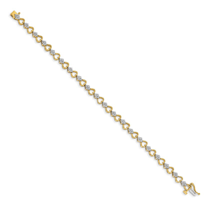 14K Gelbgold Herz-Gliederarmband mit natürlichen Diamanten