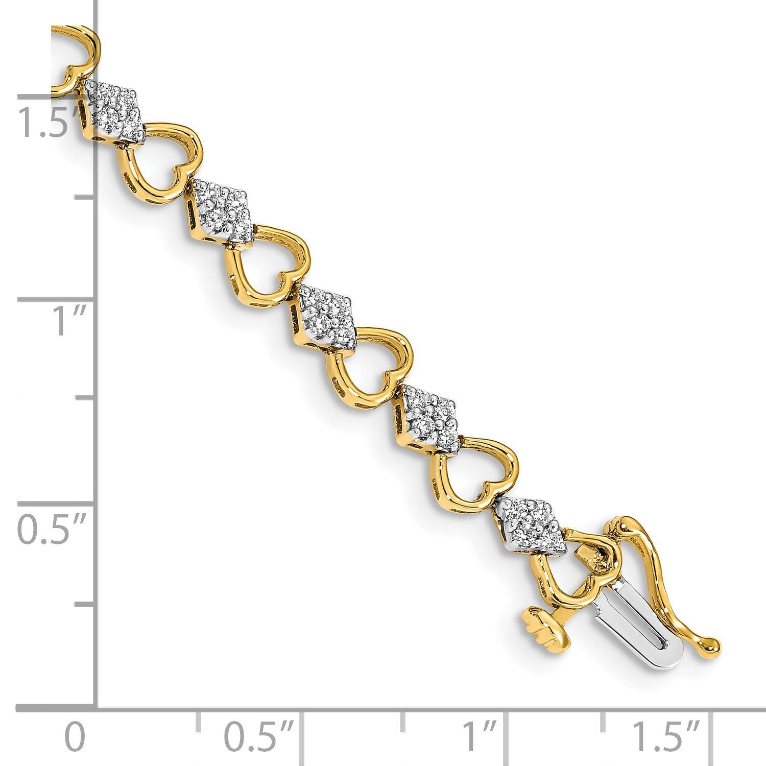 14K Gelbgold Herz-Gliederarmband mit natürlichen Diamanten