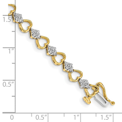14K Gelbgold Herz-Gliederarmband mit natürlichen Diamanten
