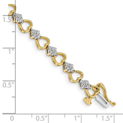 14K Gelbgold Herz-Gliederarmband mit natürlichen Diamanten