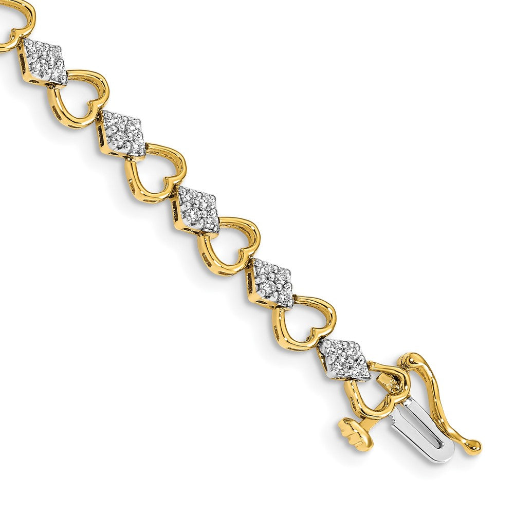 14K Gelbgold Herz-Gliederarmband mit natürlichen Diamanten