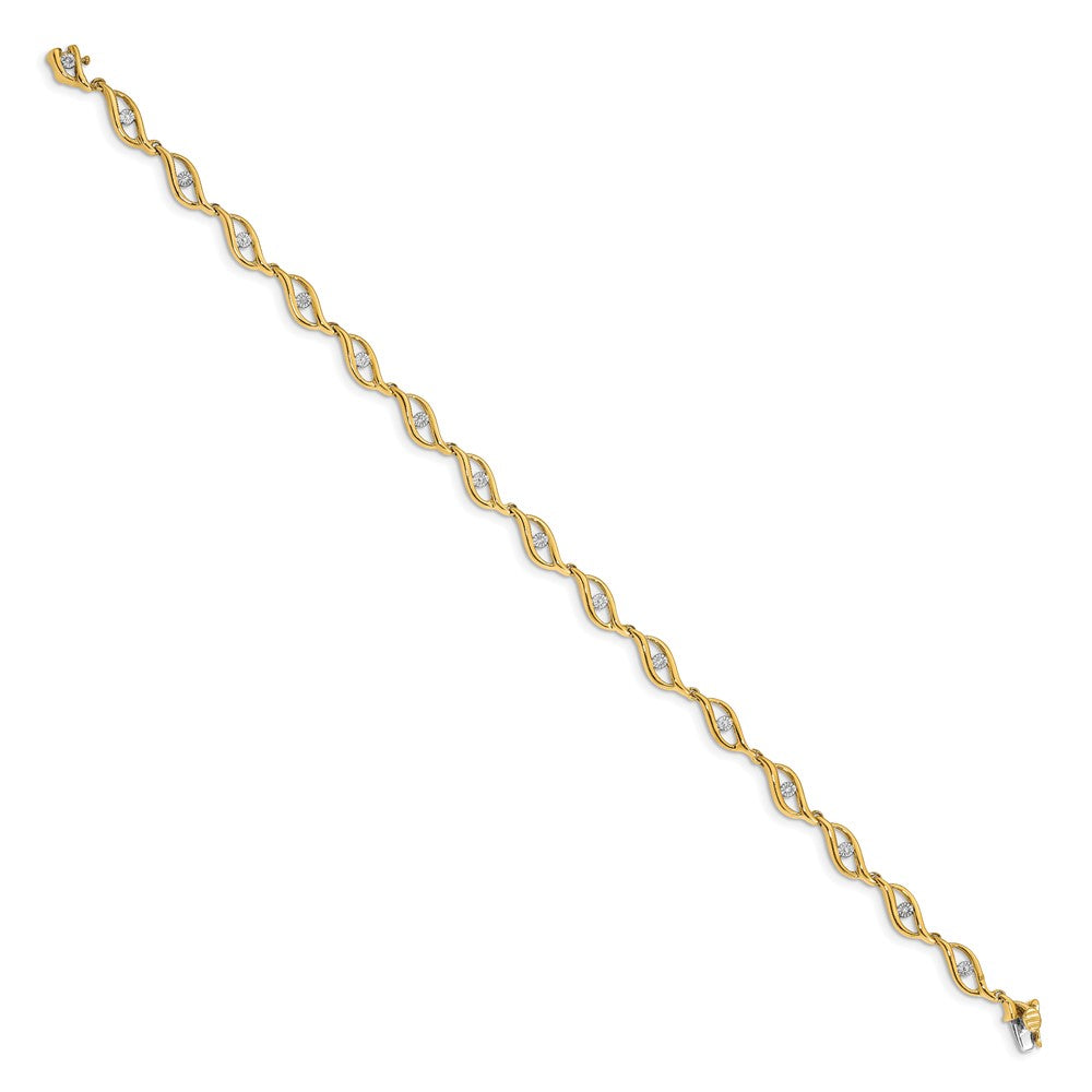 14K Gelbgold Armband mit natürlichen Diamanten, Gliederarmband, 19 cm (7,5 Zoll)