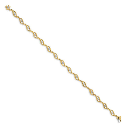14K Gelbgold Armband mit natürlichen Diamanten, Gliederarmband, 19 cm (7,5 Zoll)