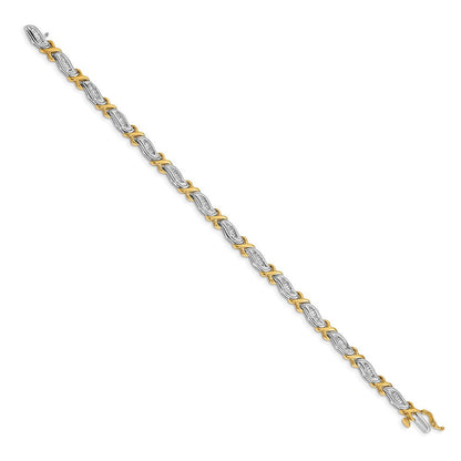 14K Bicolor Armband mit Diamanten im Baguetteschliff, 1 ct. Gesamtgewicht, natürlich