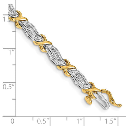 14K Bicolor Armband mit Diamanten im Baguetteschliff, 1 ct. Gesamtgewicht, natürlich