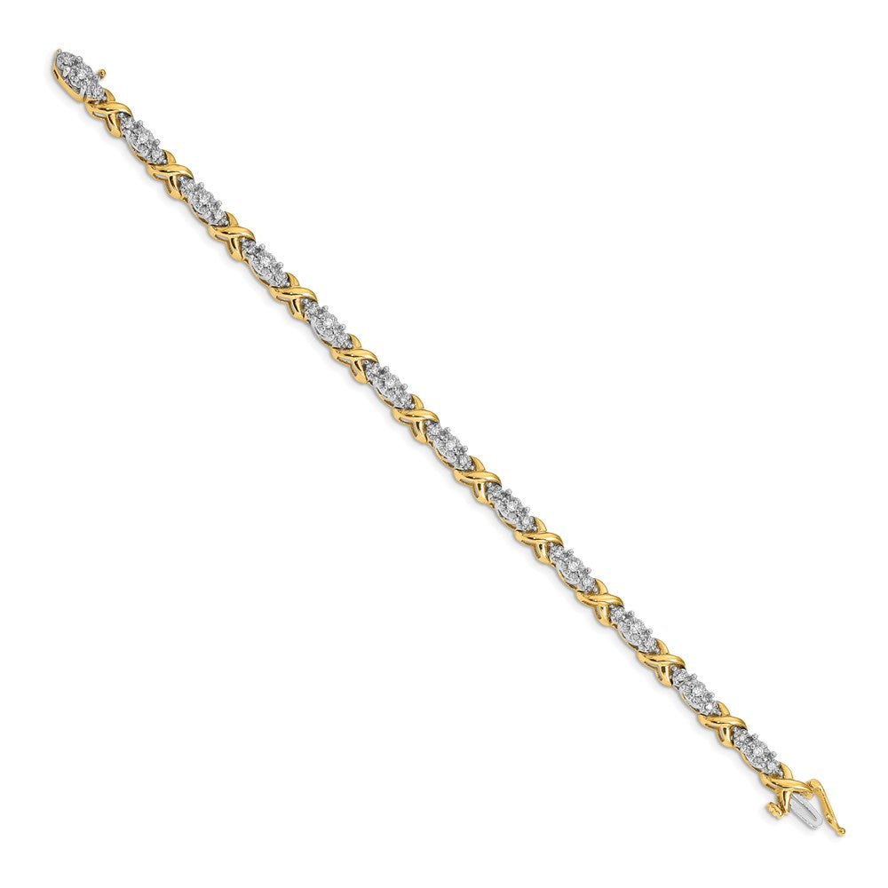 14K Bicolor Armband mit natürlichen Diamanten in X-Form