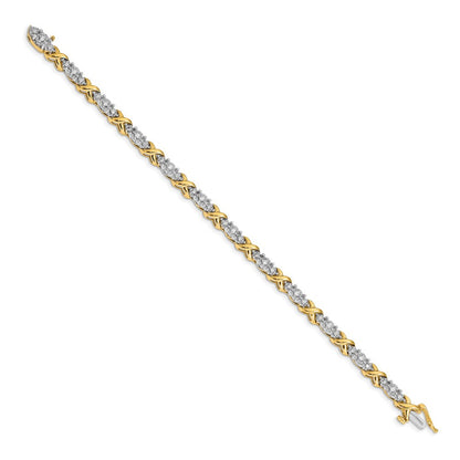 14K Bicolor Armband mit natürlichen Diamanten in X-Form