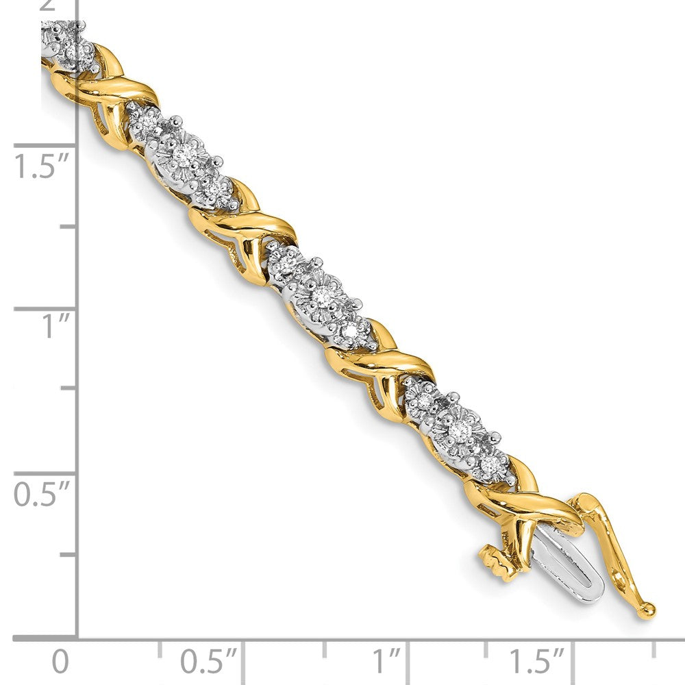 14K Bicolor Armband mit natürlichen Diamanten in X-Form
