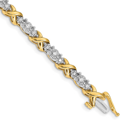 14K Bicolor Armband mit natürlichen Diamanten in X-Form