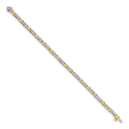 14K Gelbgold poliertes Armband mit natürlichen Diamanten, 6,5in Länge