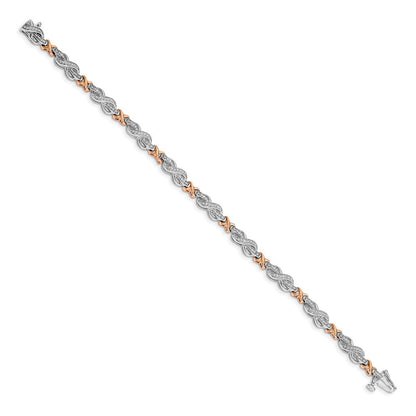 14K Bicolor Gliederarmband Unendlichkeits-Symbol mit natürlichen Diamanten