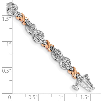 14K Bicolor Gliederarmband Unendlichkeits-Symbol mit natürlichen Diamanten